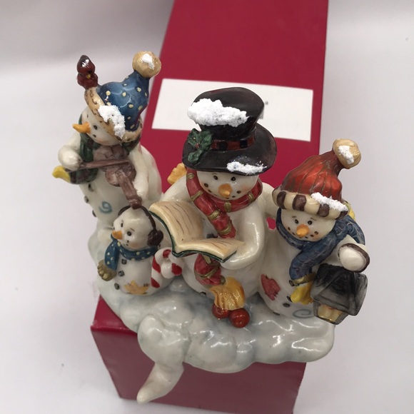 Vintage Heavy Resin Snowman Family Stocking Mantle Hanger 5”x 5” approx - Picture 12 of 12